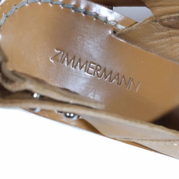 ZIMMERMANN Sandals Urban Heel Tan Leather Block Heels Womens 7 - Picture 5 of 6